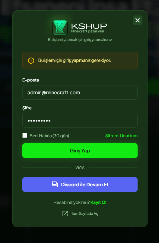 KSHUP: Minecraft Oyuncuları İçin Güvenli ve Hızlı Dijital Ürün Mağazası — görsel 8