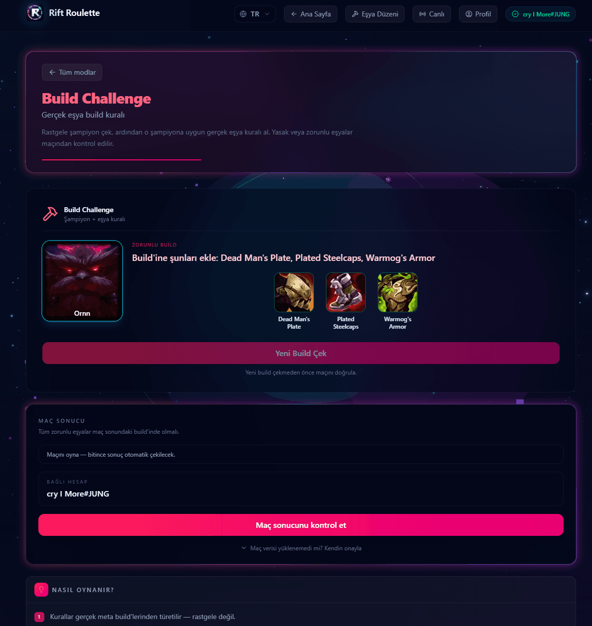 Rift Roulette: League of Legends İçin Eğlenceli İçerik Platformu — görsel 3