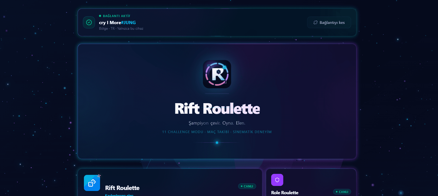Rift Roulette: League of Legends İçin Eğlenceli İçerik Platformu