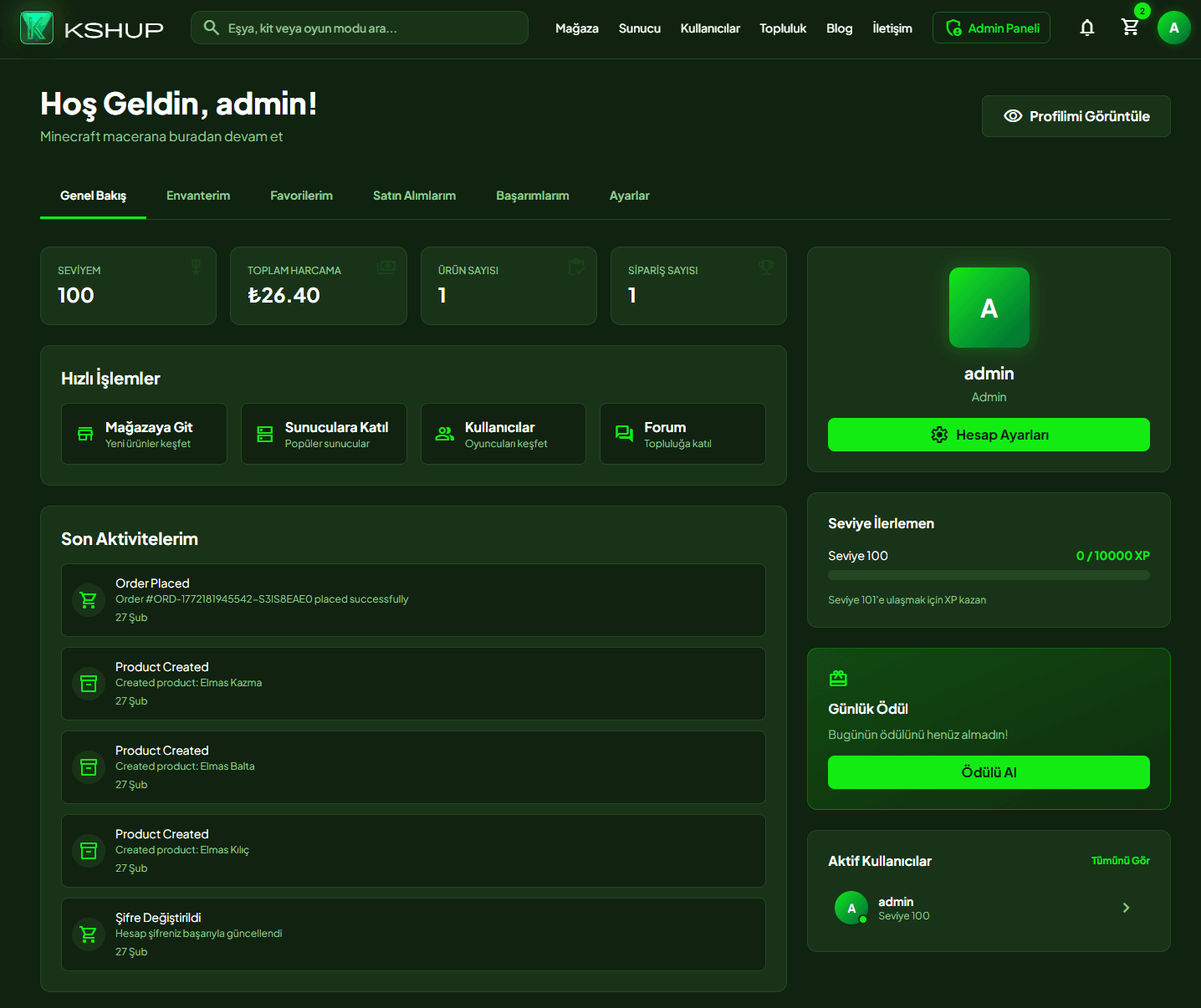 KSHUP: Minecraft Oyuncuları İçin Güvenli ve Hızlı Dijital Ürün Mağazası — görsel 1
