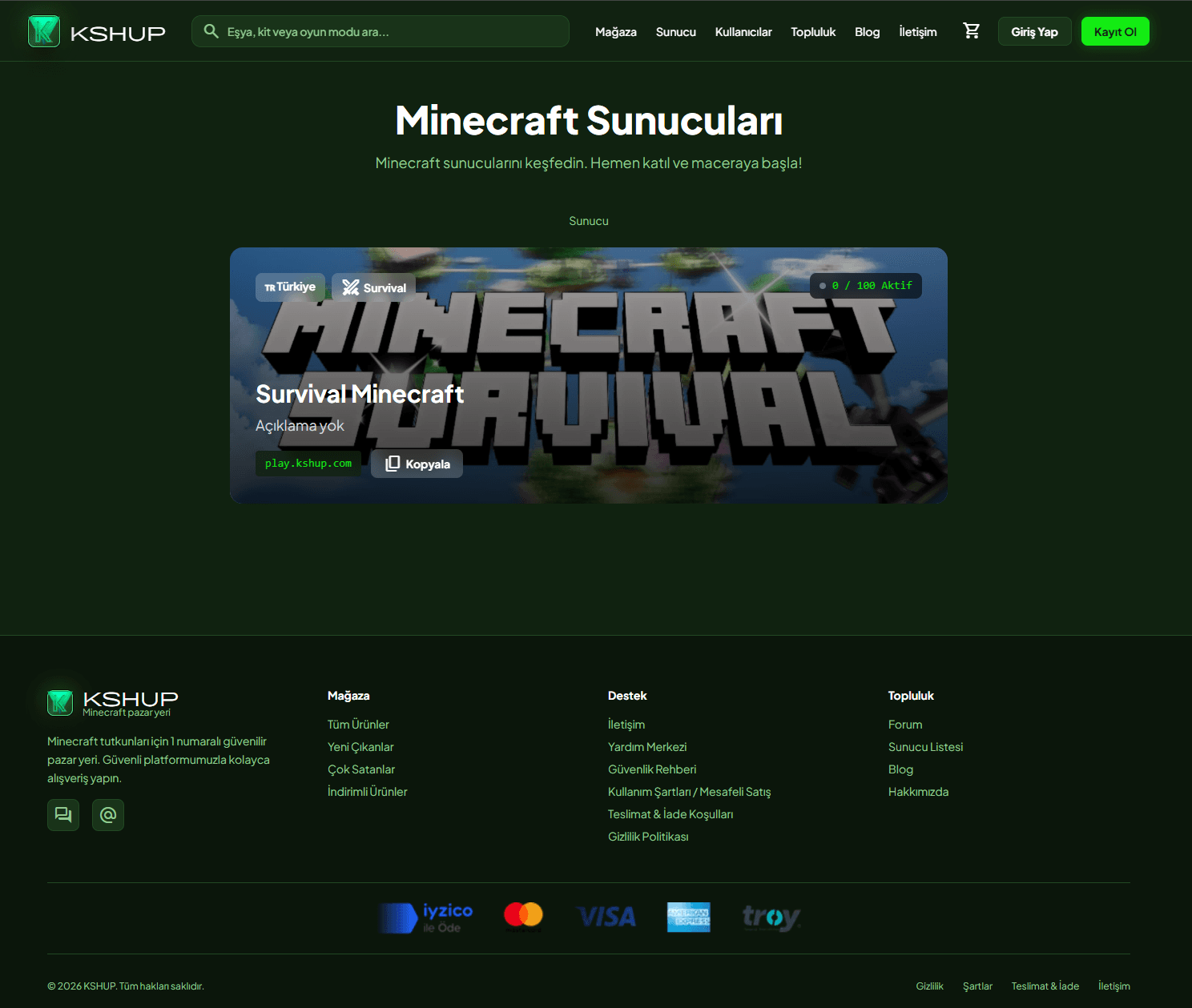 KSHUP: Minecraft Oyuncuları İçin Güvenli ve Hızlı Dijital Ürün Mağazası — görsel 5