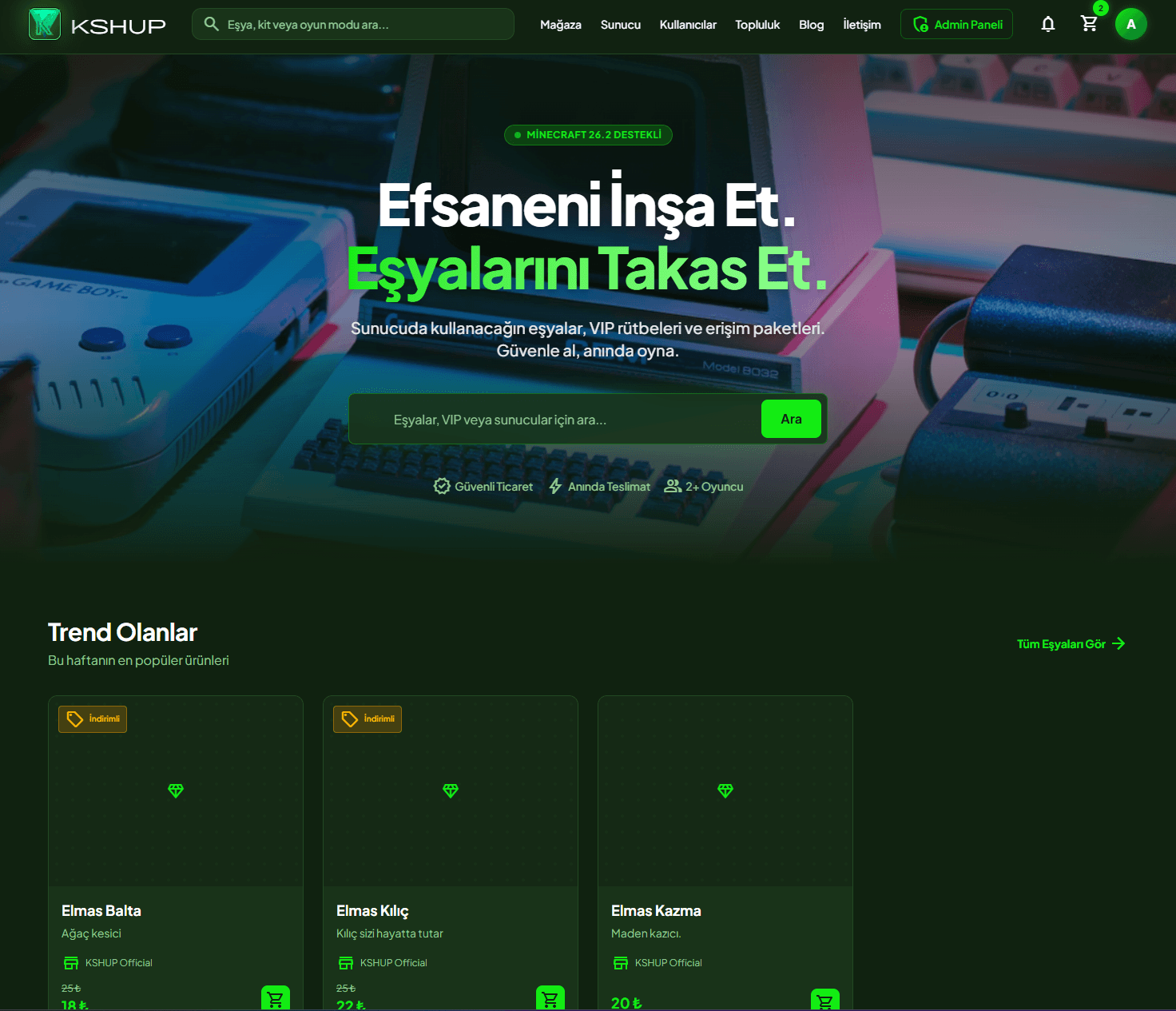 KSHUP: Minecraft Oyuncuları İçin Güvenli ve Hızlı Dijital Ürün Mağazası — görsel 2